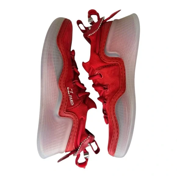 Christian Louboutin Red Arpoador Suede Sneakers Size 37 - Picture 9 of 11